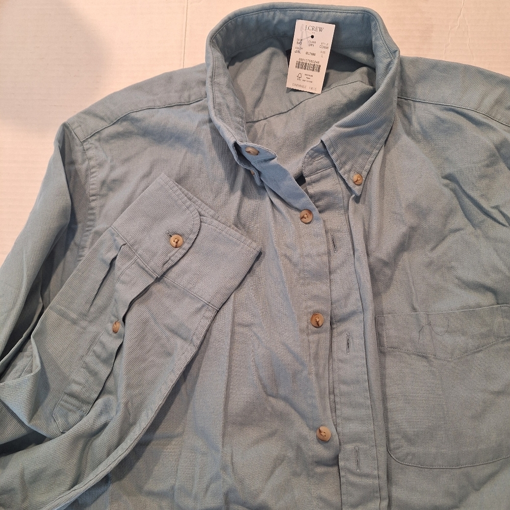 J. Crew Textured Corduroy Shirt Blue SBL CD698 Size LARGE L